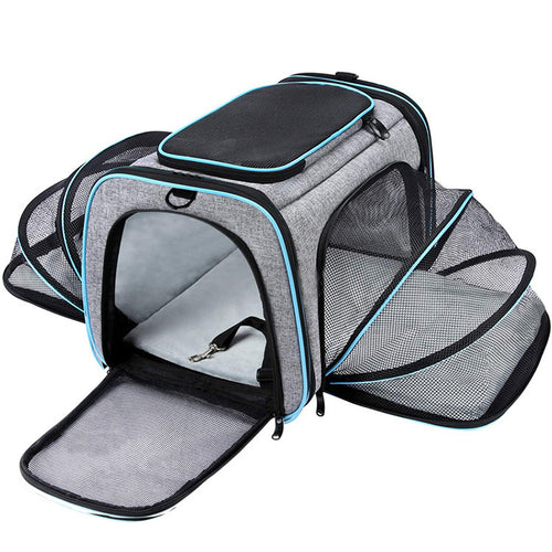 Expandable Soft-Sided Pet Travel Carrier — Four-Side Expansion, Fleece Pad