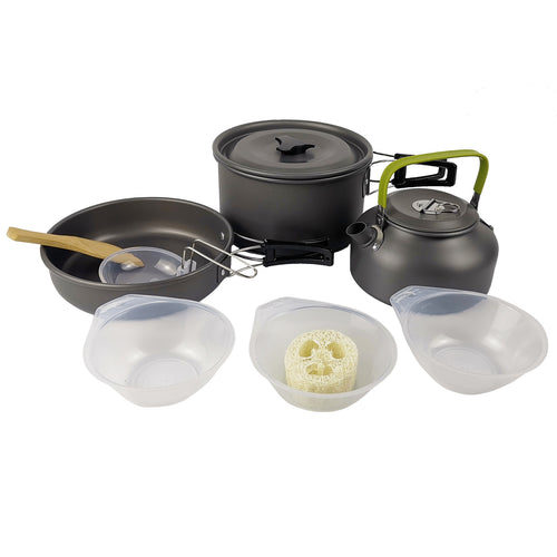 Portable Camping Cookware Set — Nesting Pot, Kettle & Pan